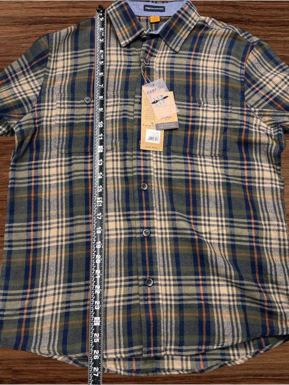 Tailor Vintage Men’s Army Telluride Plaid Stretch Flannel Shirt. Size Small. - Picture 5 of 10